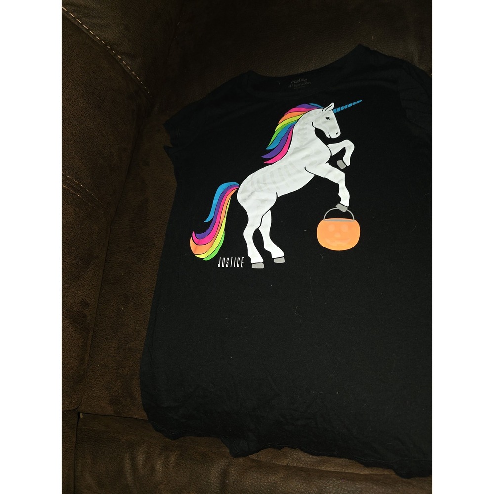 Justice fall autumn Halloween unicorn pumpkin trick or treat top size 14